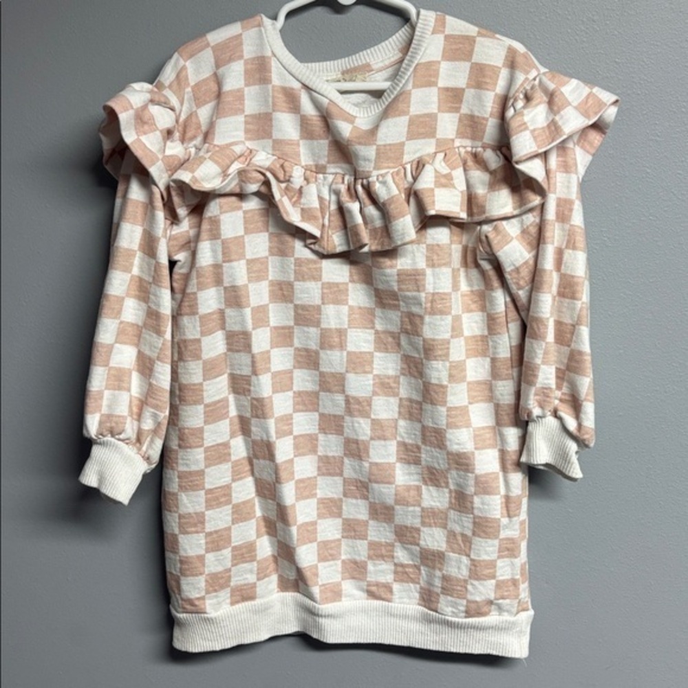 Checkered Pink and White Kids Top Size 5